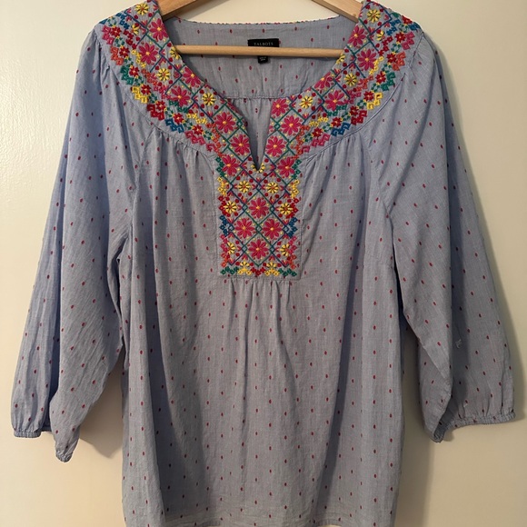 Talbot’s Colorful Embroidered Top - Picture 3 of 4